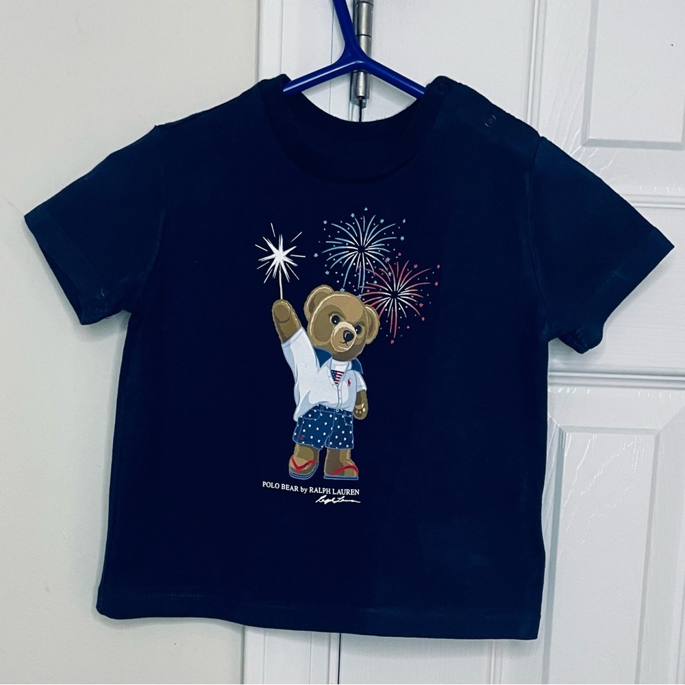 Ralph Lauren Blue Bear Graphic Short Sleeve Tee